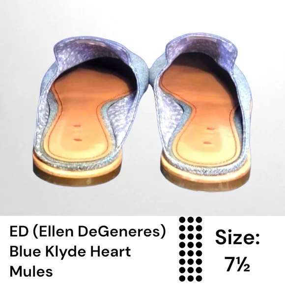 Ellen Degeneres Blue Klyde Heart Mules - Picture 4 of 7